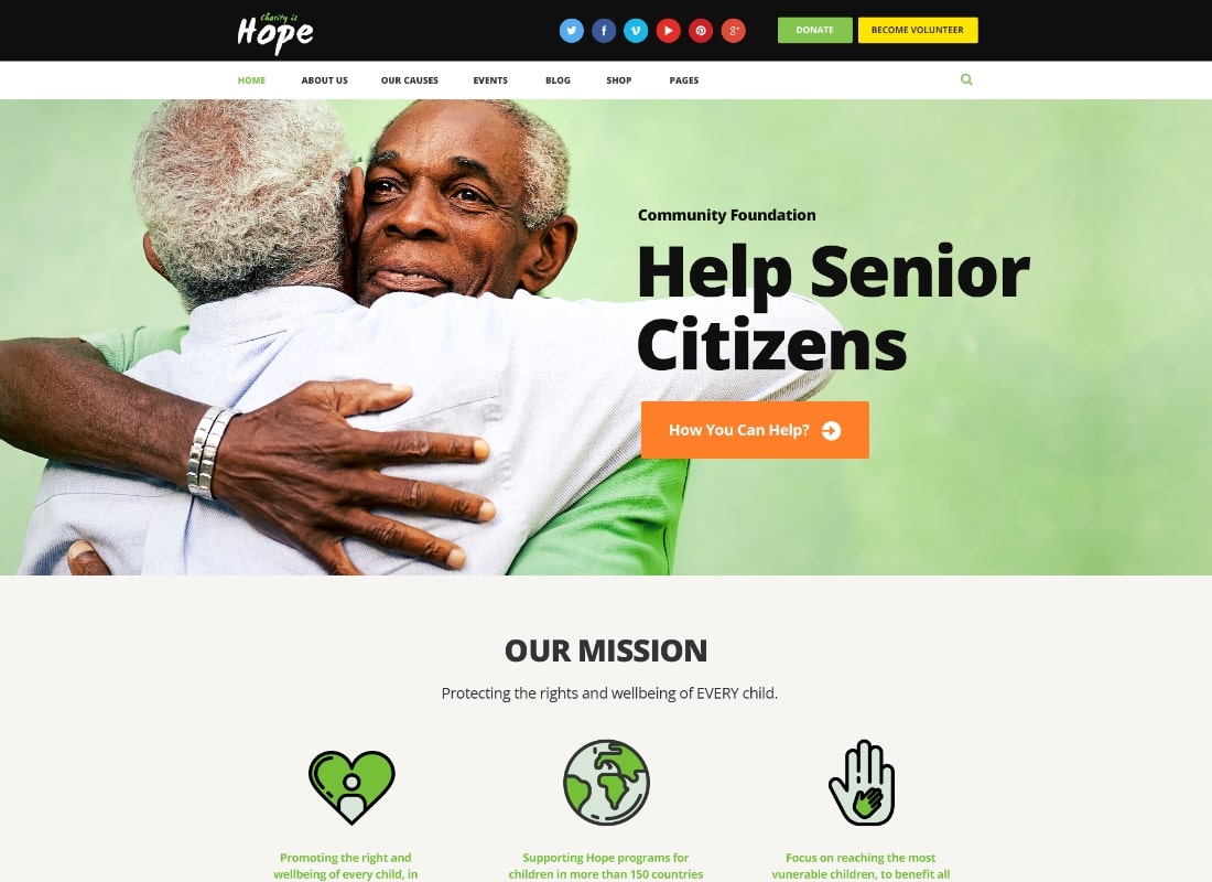Hope | Non-Profit, Charity & Donations WordPress Theme + RTL Website Template