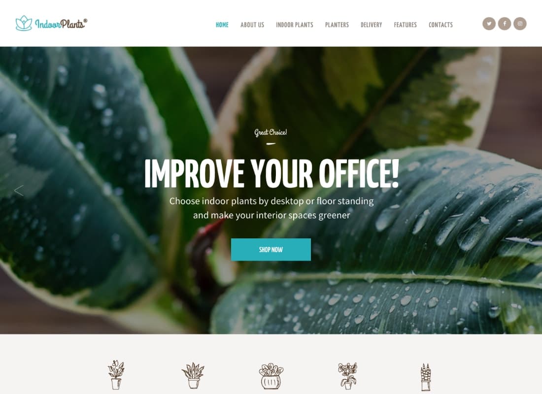 Indoor Plants | Houseplants store & Gardening WordPress Theme Website Template