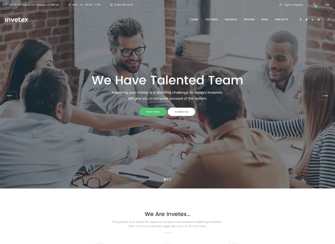 Invetex | Business Consulting & Investments WordPress Theme + RTL Website Template