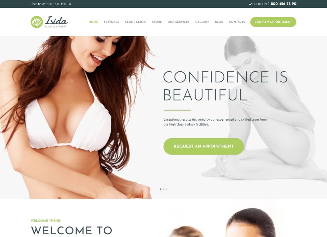 Isida - Plastic Surgery Clinic | Medical WordPress Theme Website Template