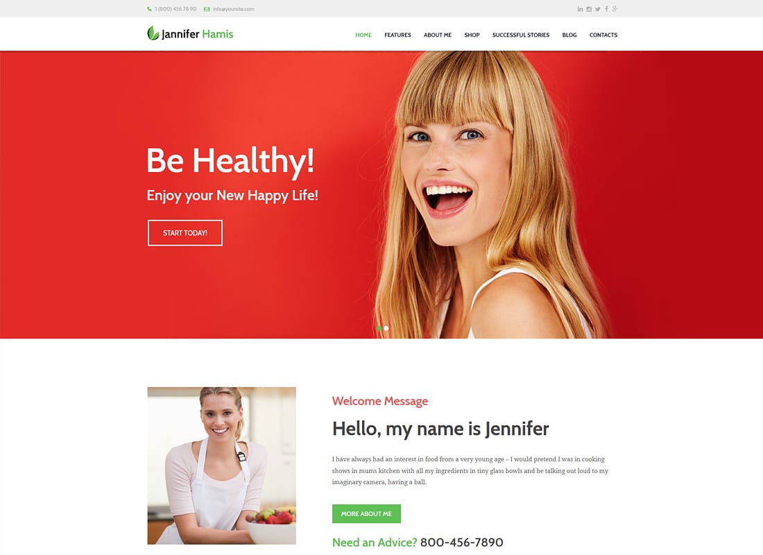 Jannifer Hamis | Health Coach Blog & Lifestyle Magazine WordPress Theme Website Template