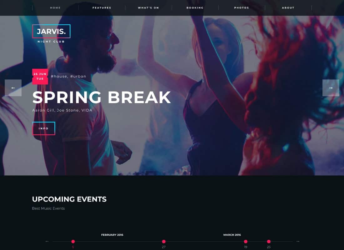 Jarvis - Night Club, Concert, Festival WordPress Theme Website Template