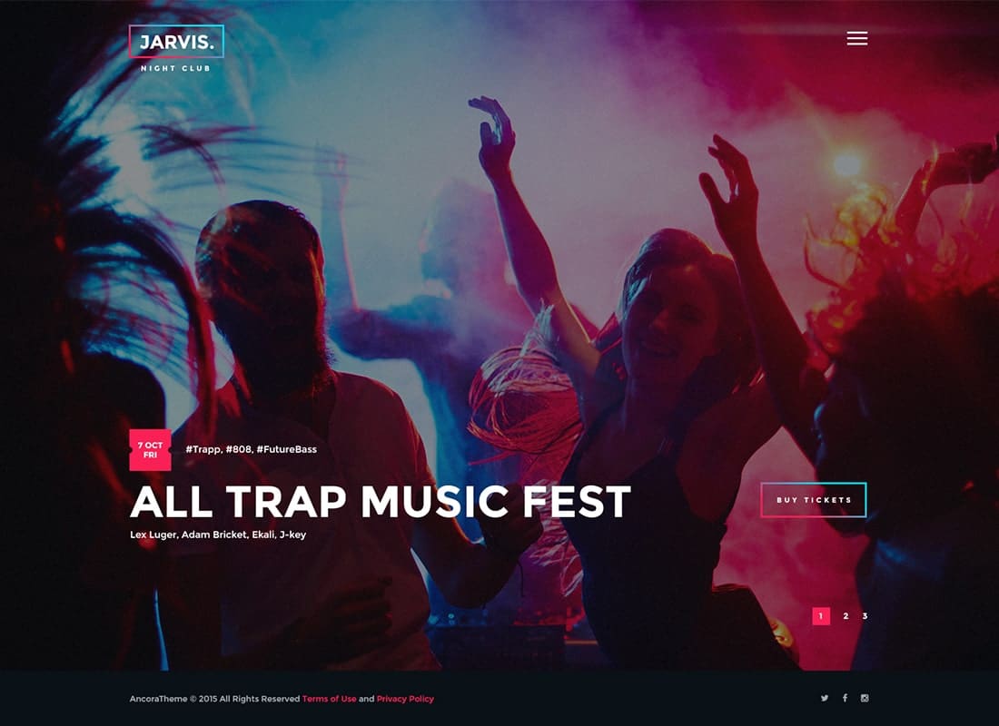 Jarvis - Night Club, Concert, Festival WordPress Theme Website Template