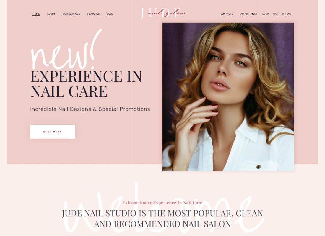 Jude | Nail Bar & Beauty Salon WordPress Theme  Website Template