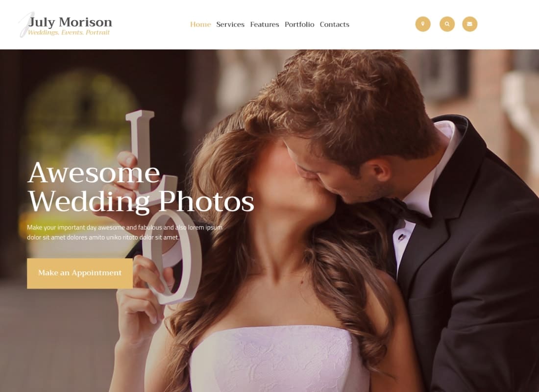 July Morison | An Alluring Event Photographer's Portfolio & Blog WordPress Theme  Website Template
