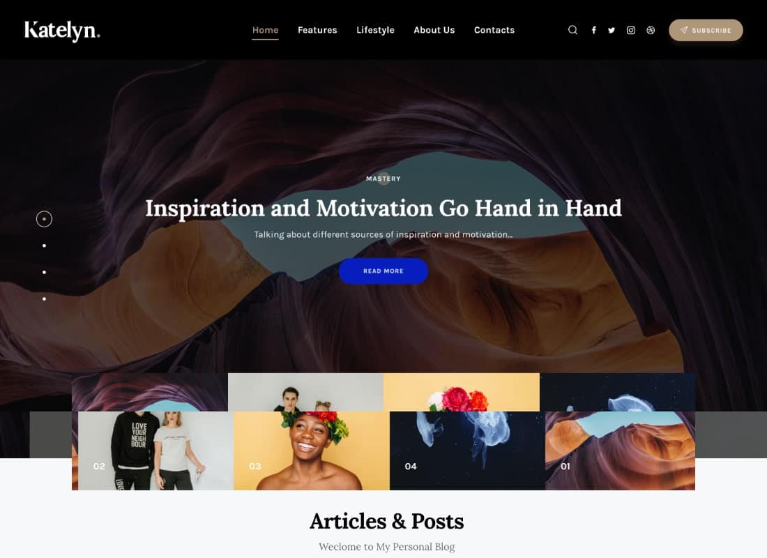Katelyn | Creative Gutenberg Blog WordPress Theme Website Template