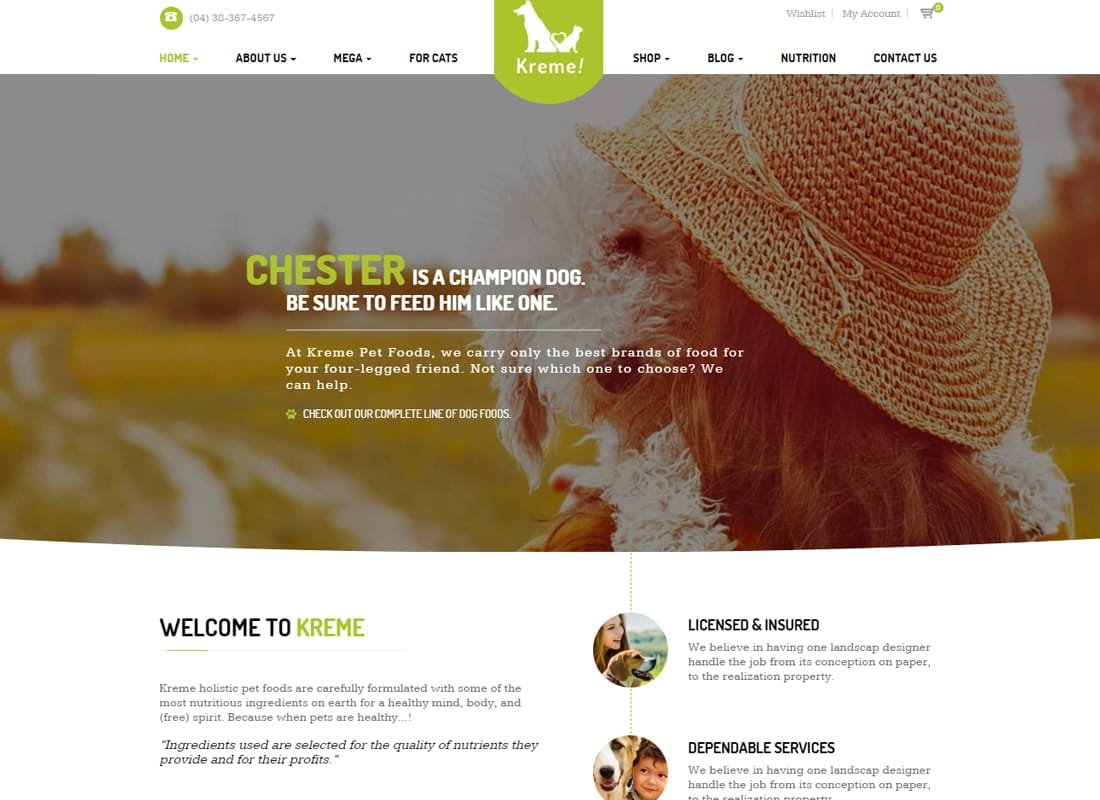 Kreme - Pet & Shop Website Template