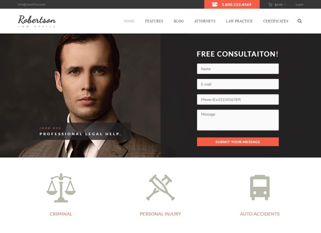 Law Office | A Lawyers Attorneys Legal Office WordPress Theme + RTL Website Template