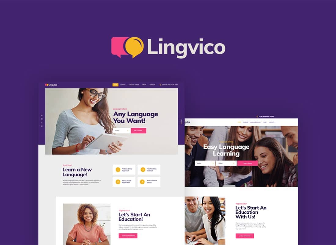 Lingvico | Language Center & Training Courses WordPress Theme Website Template