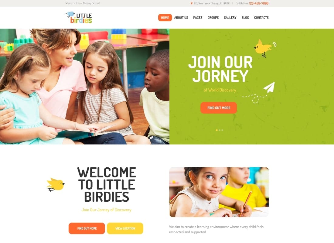 Little Birdies | A Multipurpose Children Kindergarten WordPress Theme Website Template