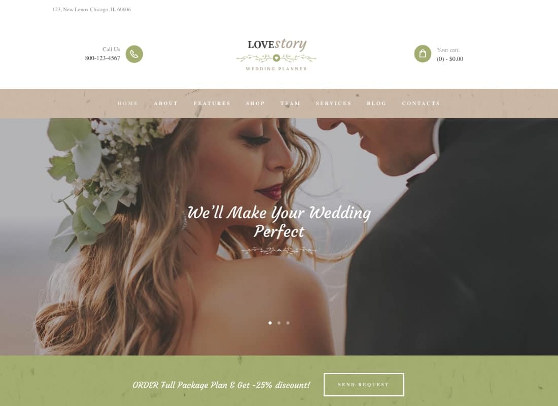Love Story | A Beautiful Wedding and Event Planner WordPress Theme Website Template