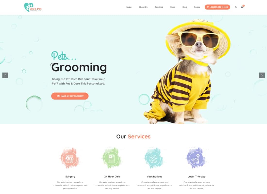 LovePet - Pet Shop & Veterinary Theme Website Template