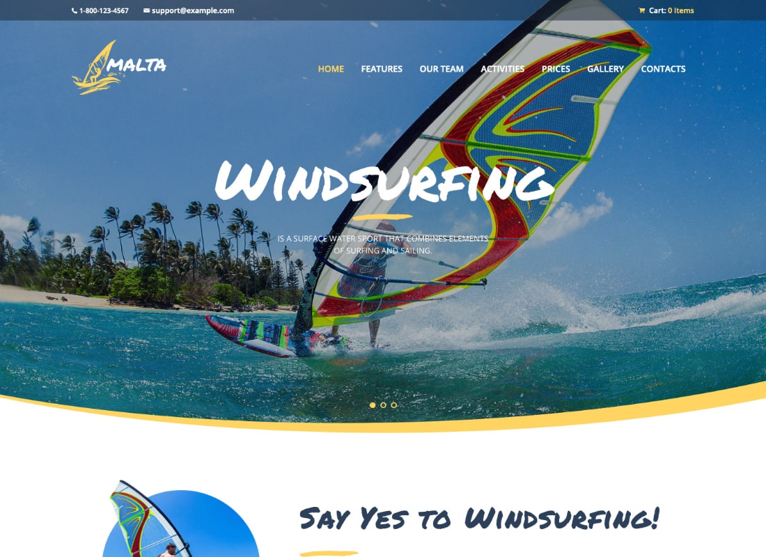 Malta | Windsurfing, Kitesurfing & Wakesurfing Center WordPress Theme Website Template