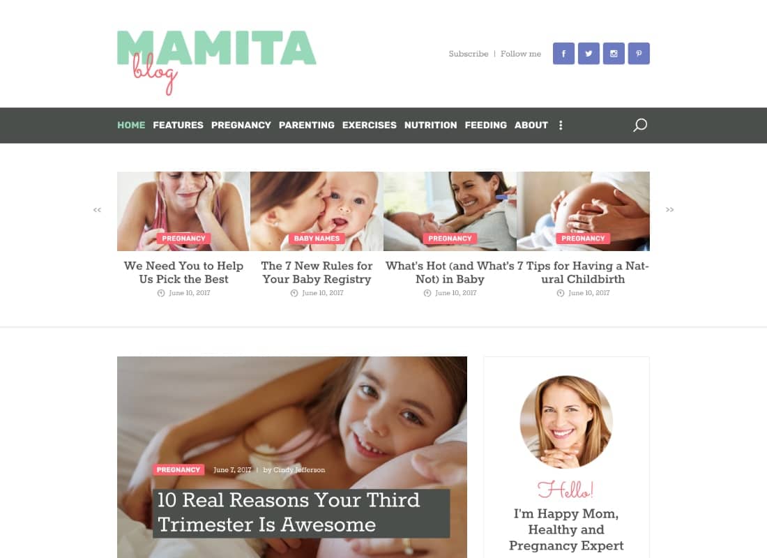 Mamita | Pregnancy & Maternity Blog WordPress Theme Website Template