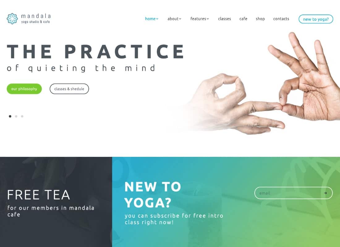 Mandala | Yoga Studio and Wellness Center WordPress Theme Website Template