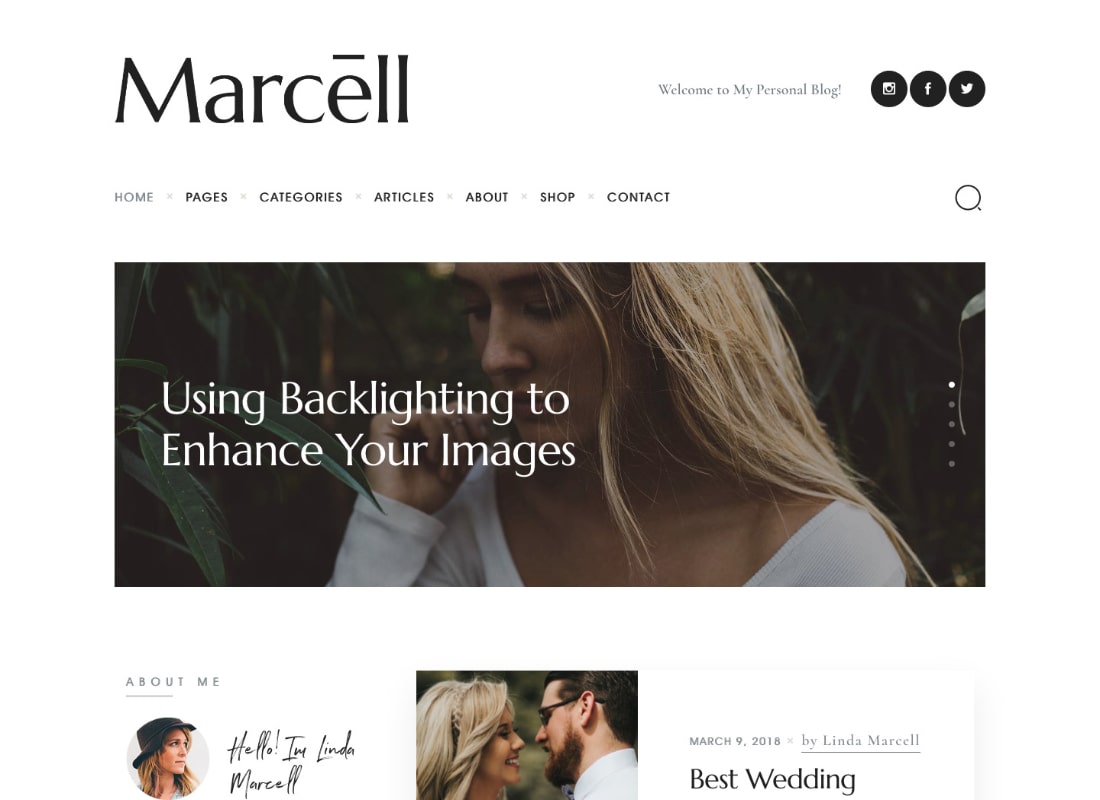 Marcell | 20+ Layouts Multi-Concept Personal Blog & Magazine WordPress Theme Website Template