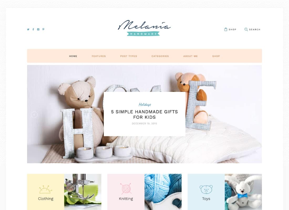 Melania | Handmade Blog & Crafts Shop Aristic WordPress Theme Website Template