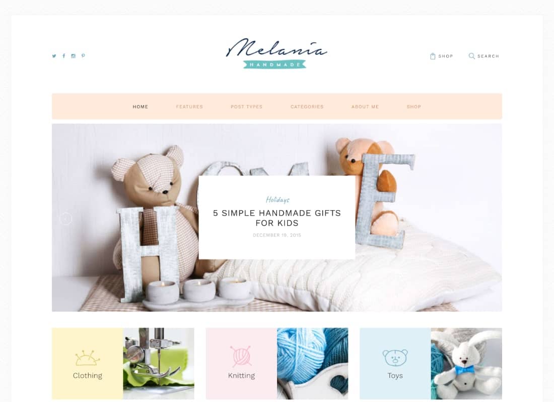 Melania | Handmade Blog & Crafts Shop Aristic WordPress Theme Website Template