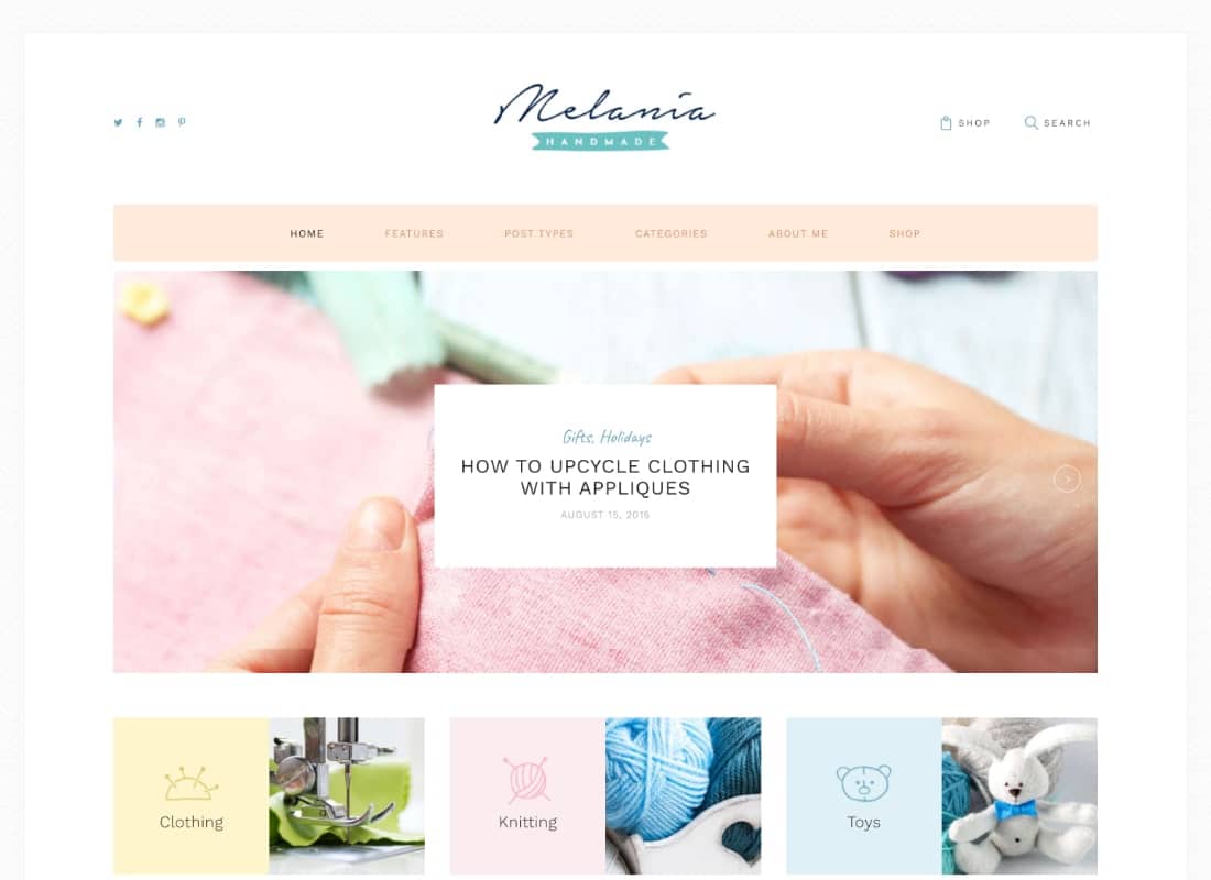 Melania | Handmade Blog & Shop WordPress Theme Website Template