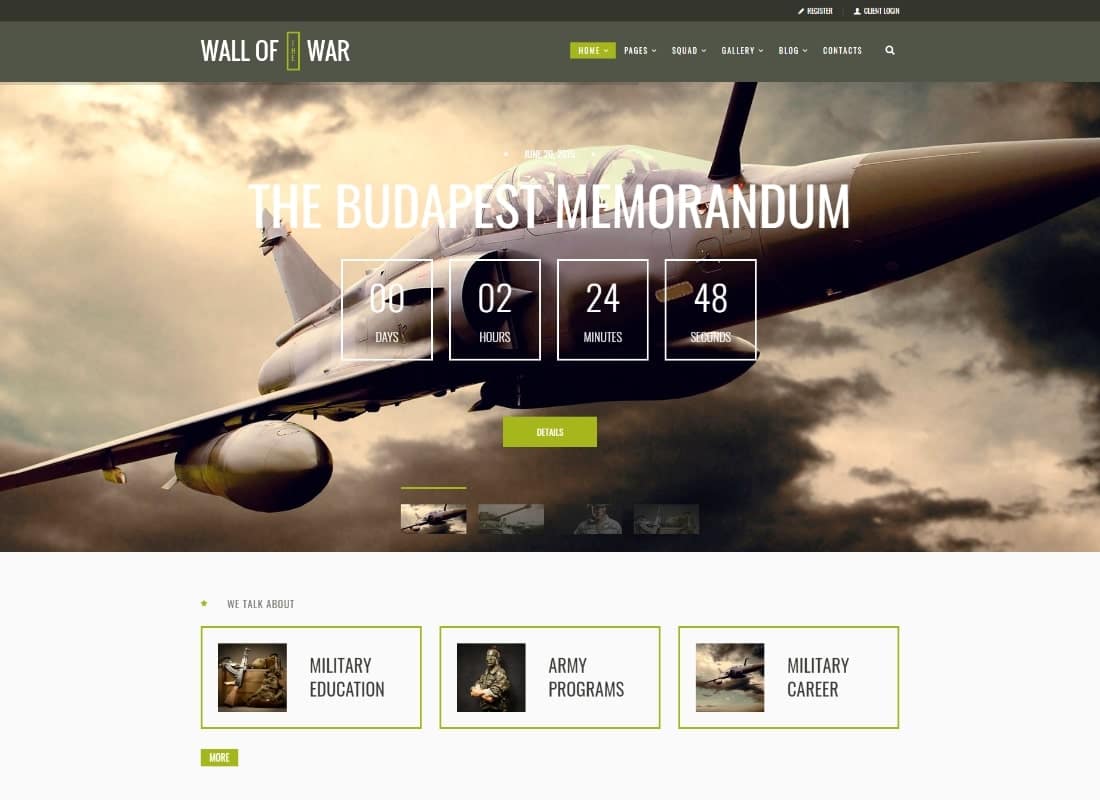 Militarology | Military Service & Army Veterans Army WordPress Theme Website Template