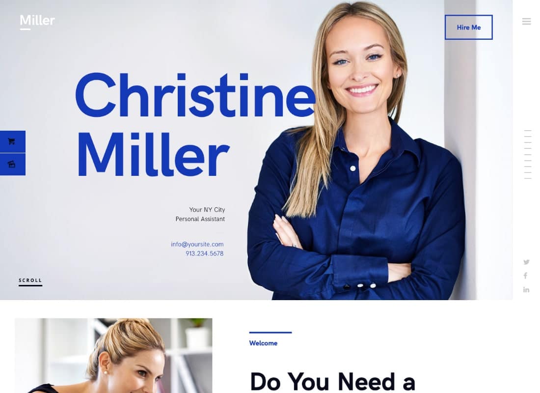 Miller | Personal Assistant & Administrative Services WordPress Theme Website Template