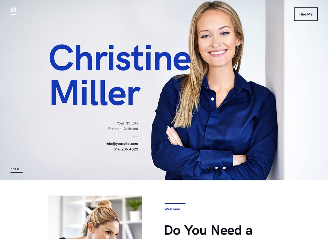 Miller | Personal Assistant & Administrative Services WordPress Theme Website Template