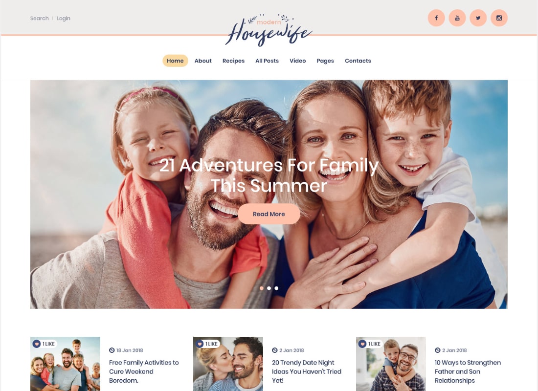Modern Housewife | Women & Family WordPress Blog Theme Website Template