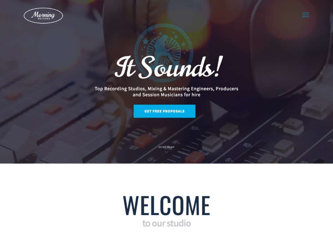 Morning Records - A Stylish Sound Electronic Studio WordPress Theme Website Template