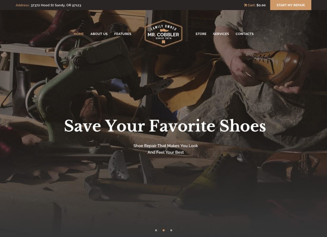 Mr. Cobbler | Custom Shoemaking & Repairs WordPress Theme  Website Template