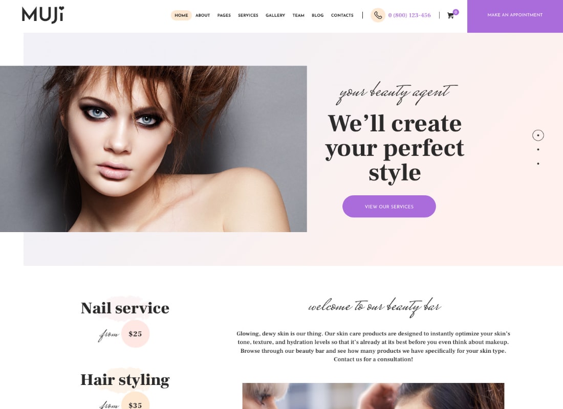 Muji | Beauty Shop & Spa Salon WordPress Theme Website Template