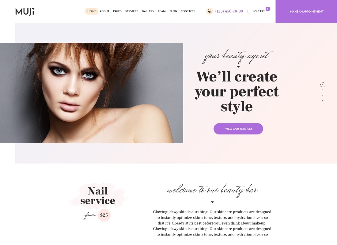 Muji | Beauty Shop & Spa Salon WordPress Theme Website Template