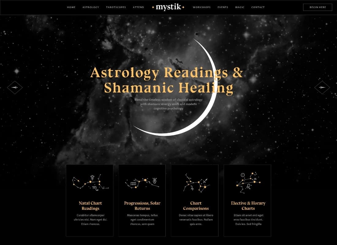 Mystik | Astrology & Esoteric Horoscope Fortune Telling WordPress Theme Website Template