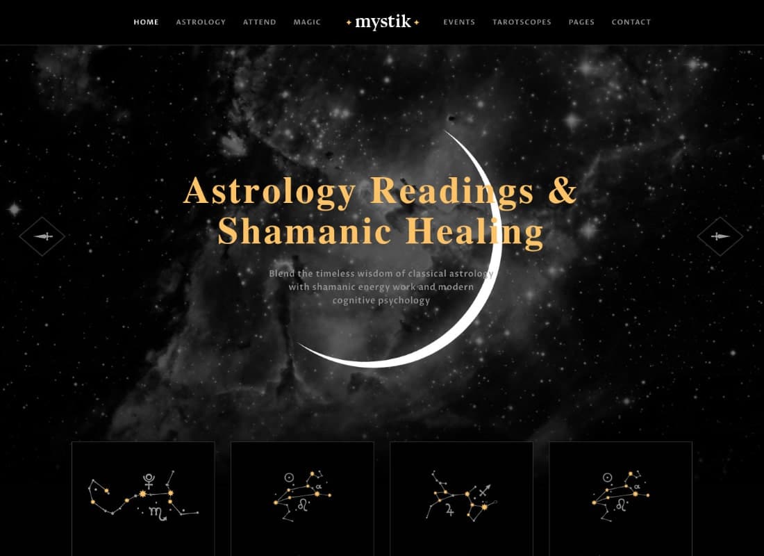 Mystik | Astrology & Esoteric Horoscope WordPress Theme Website Template