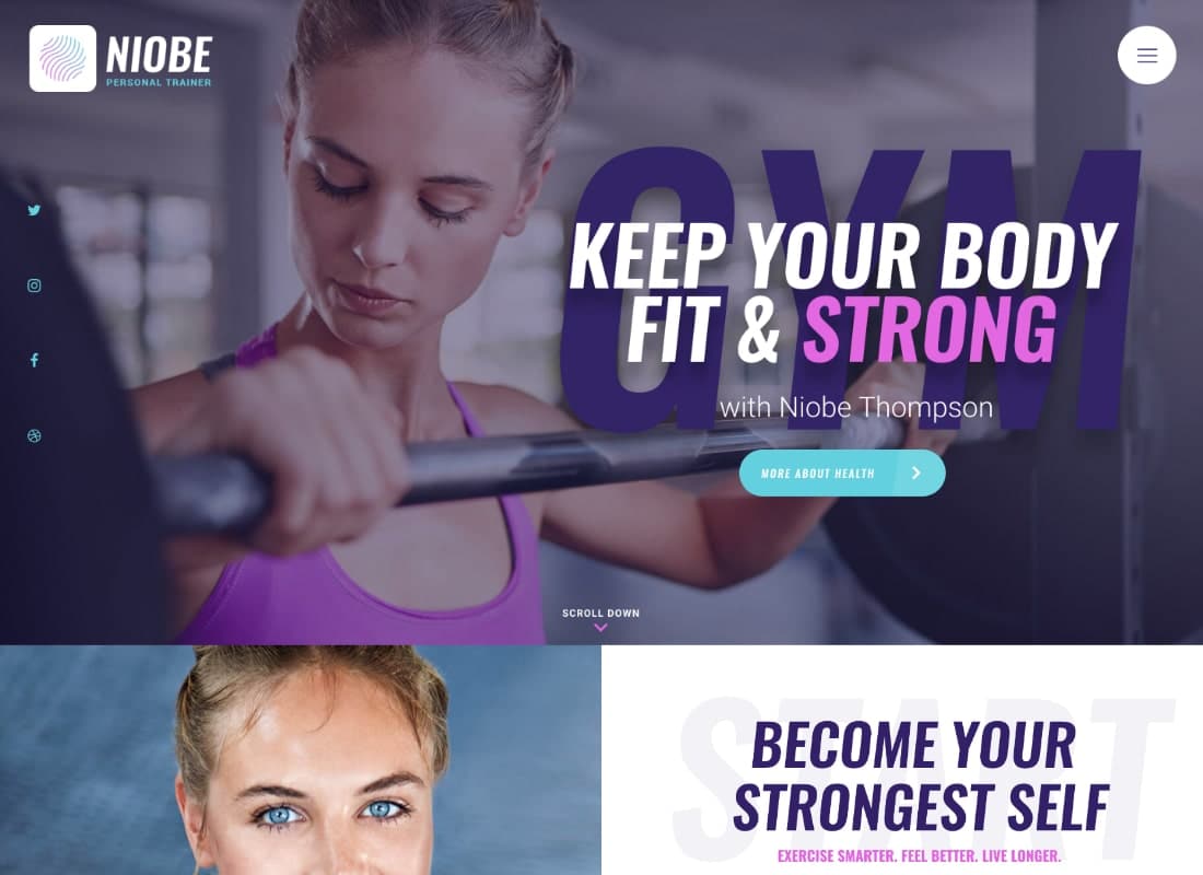 Niobe | A Gym Trainer & Nutrition Coach WordPress Theme Website Template