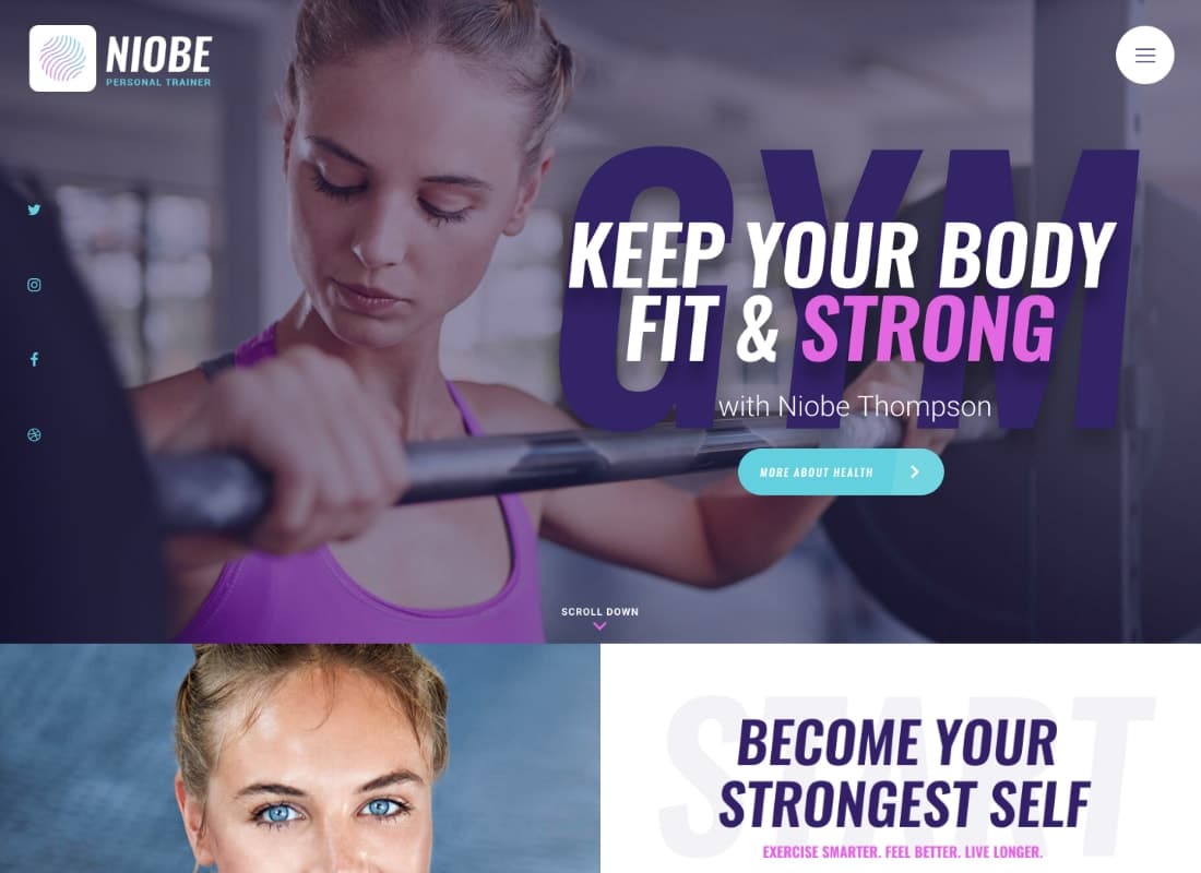 Niobe | A Gym Trainer & Nutrition Coach WordPress Theme  Website Template
