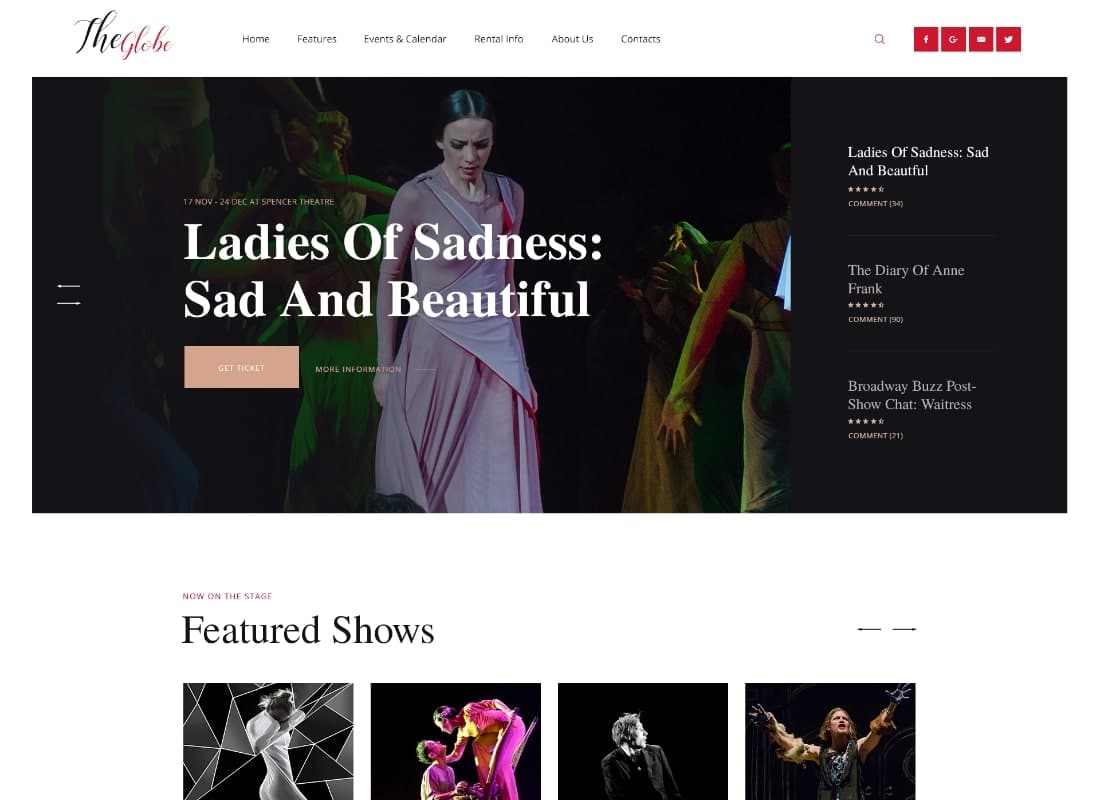 OsTende | Theater WordPress Theme  Website Template