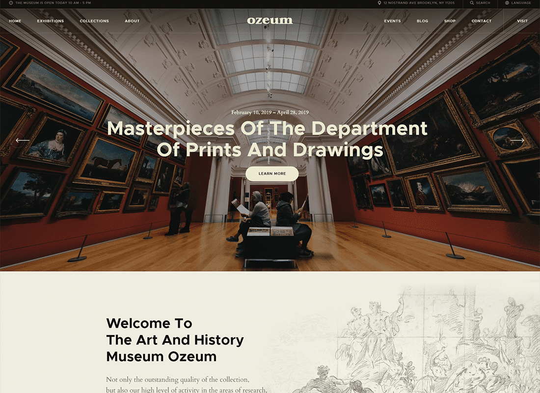 Ozeum | Modern Art Gallery and Creative Online Museum WordPress Theme Website Template