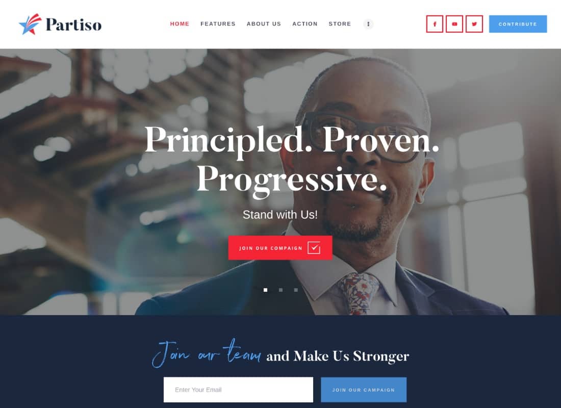 Partiso | Political WordPress Theme for Party & Candidate Website Template