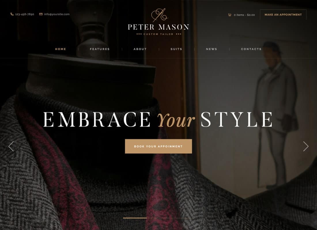Peter Mason | Custom Tailoring and Clothing Store WordPress Theme Website Template