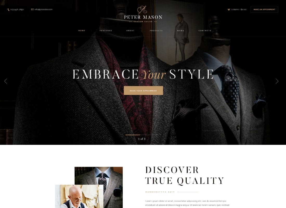 Peter Mason | Custom Tailoring and Clothing Store WordPress Theme  Website Template