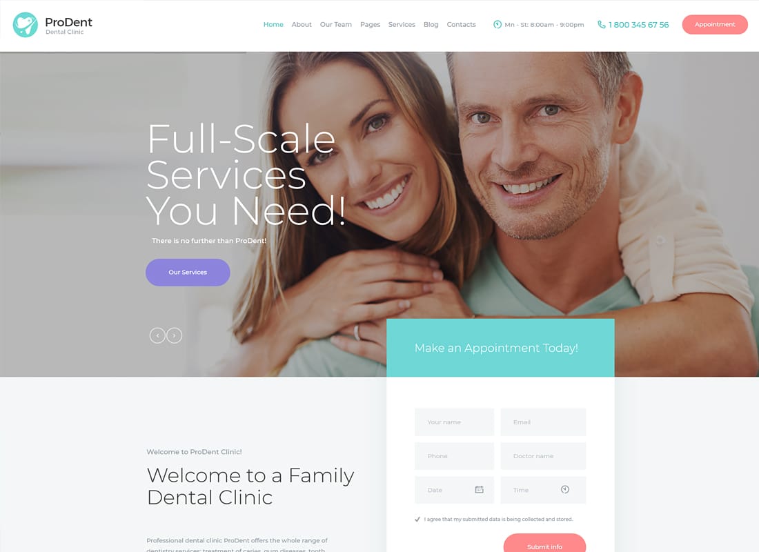 ProDent | Dental Clinic & Healthcare WordPress Theme Website Template