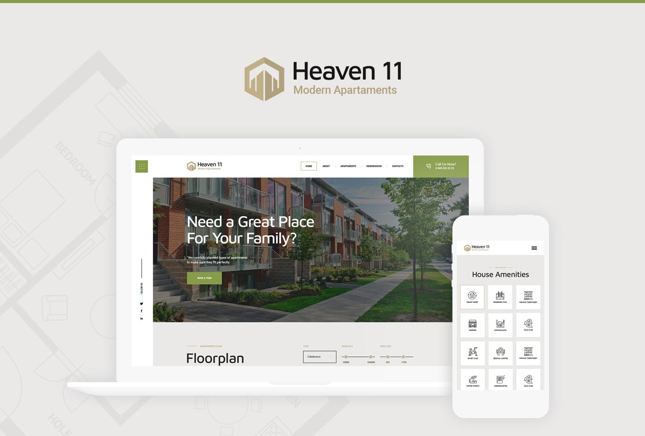 Heaven11 | Property & Apartment Real Estate WordPress Theme Website Template