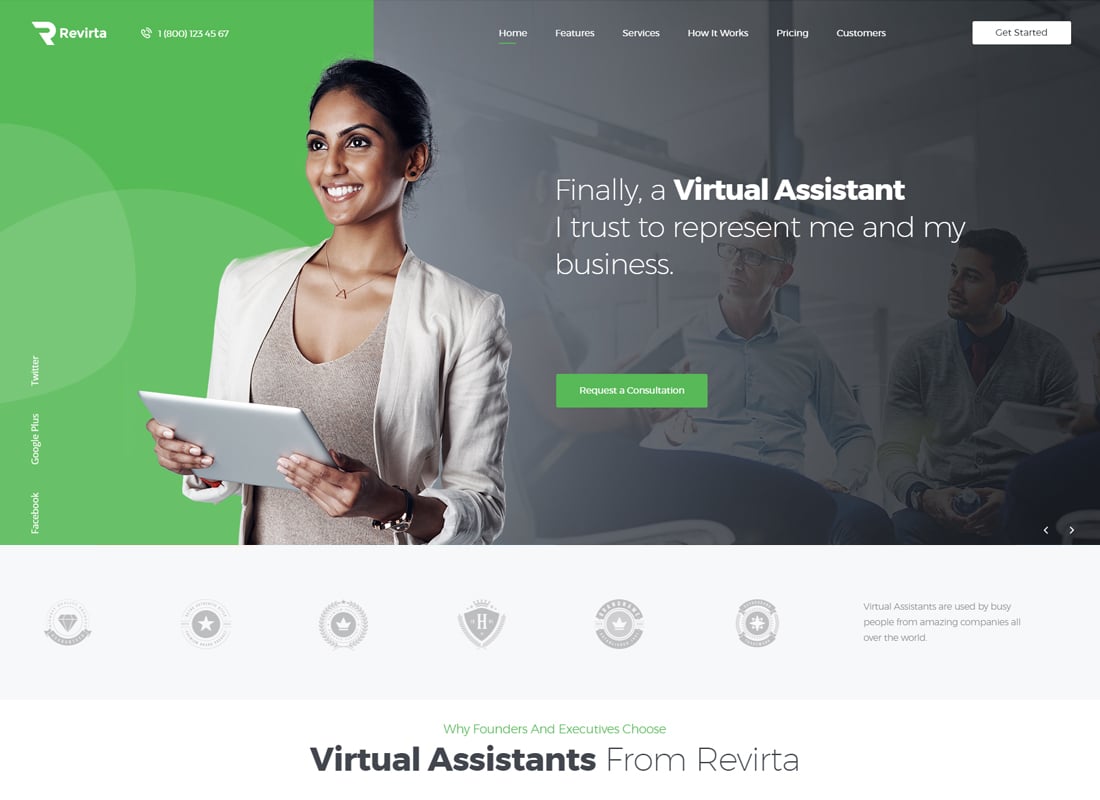 Revirta | Virtual Assistant WordPress Theme Website Template