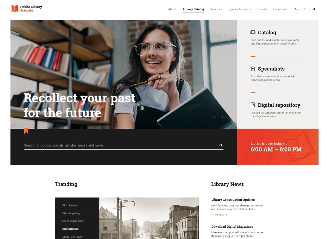Scientia | Public Library & Book Store Education WordPress Theme Website Template