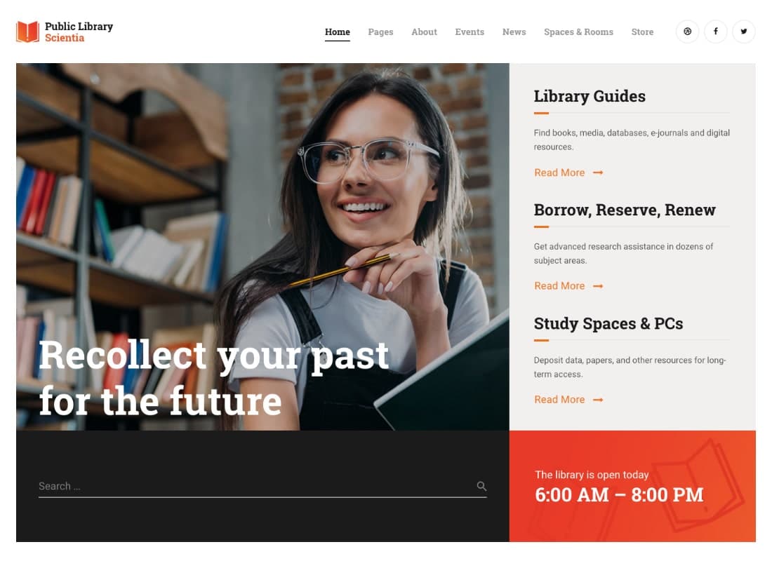Scientia | Public Library & Book Store Education WordPress Theme Website Template
