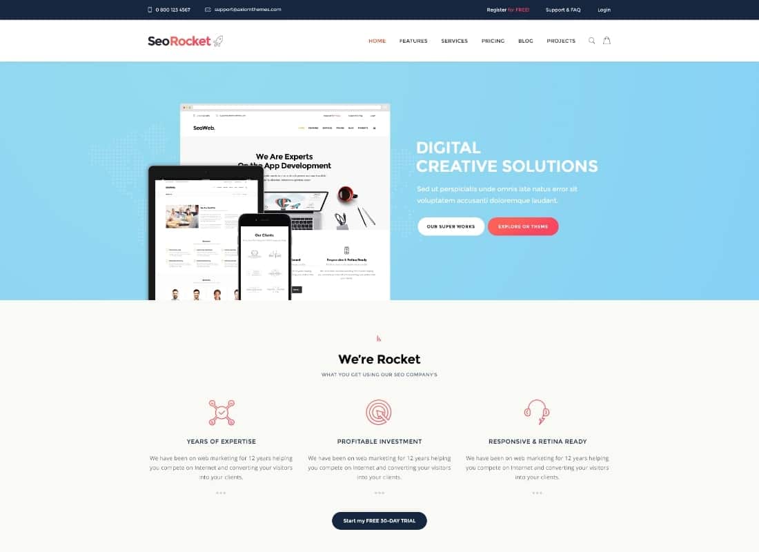 Seo Rocket | Advertising & Marketing WordPress Theme Website Template