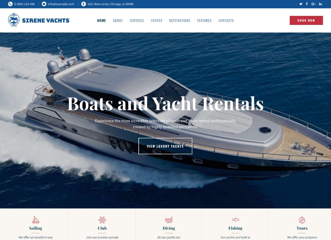 Sirene | Yacht Charter Services & Boat Rental WordPress Theme Website Template