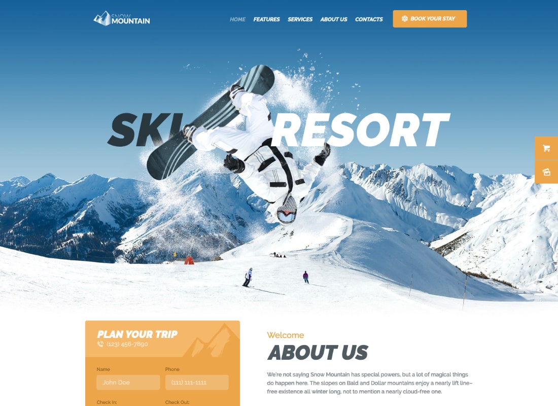 Snow Mountain | Ski Resort & Snowboard School WordPress Theme Website Template