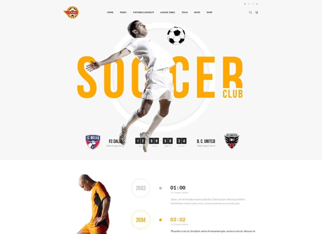 Soccer Club - Football Team WordPress Theme Website Template