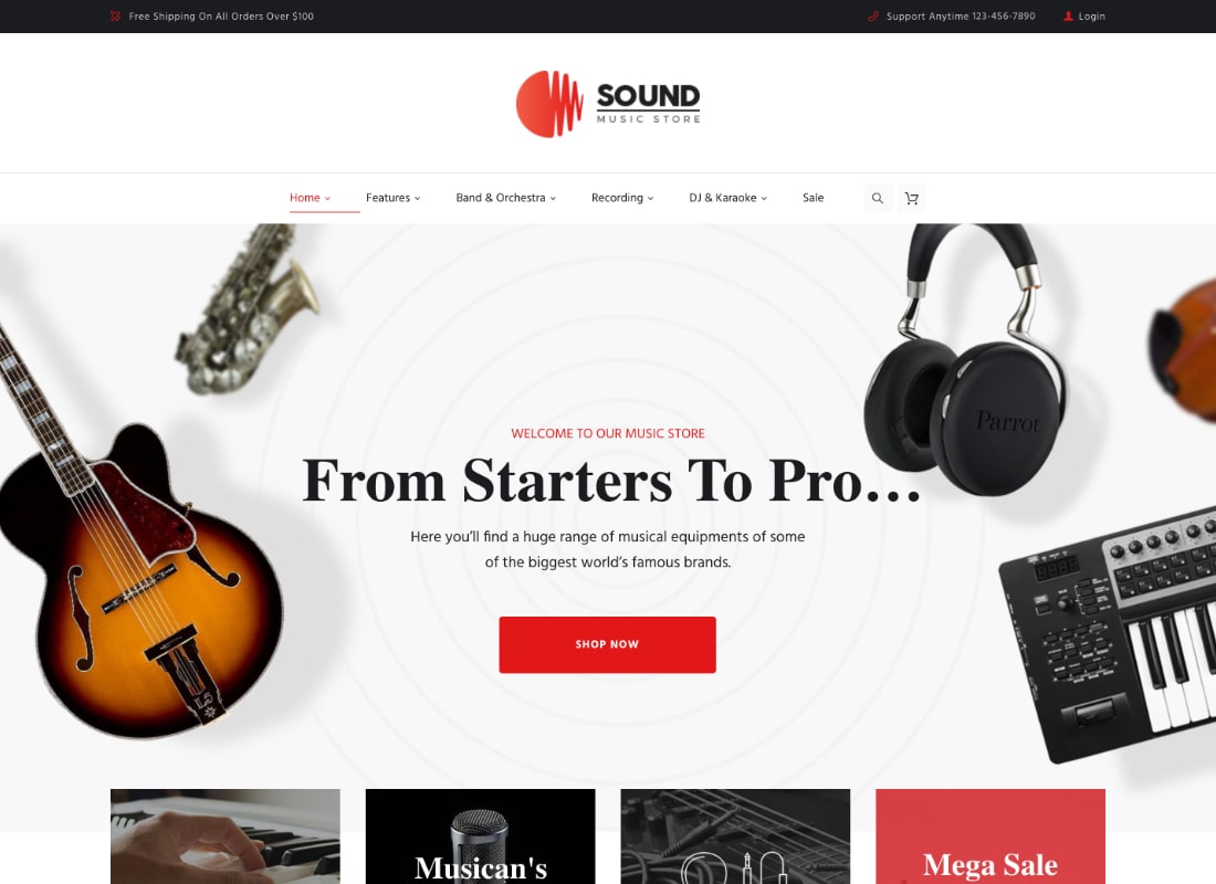 Sound | Musical Instruments Online Store WordPress Theme Website Template